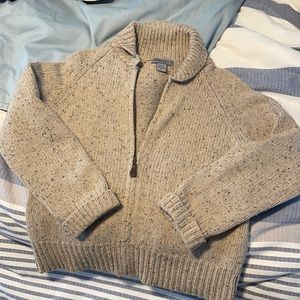 Speckled tan and brown zip up sweater